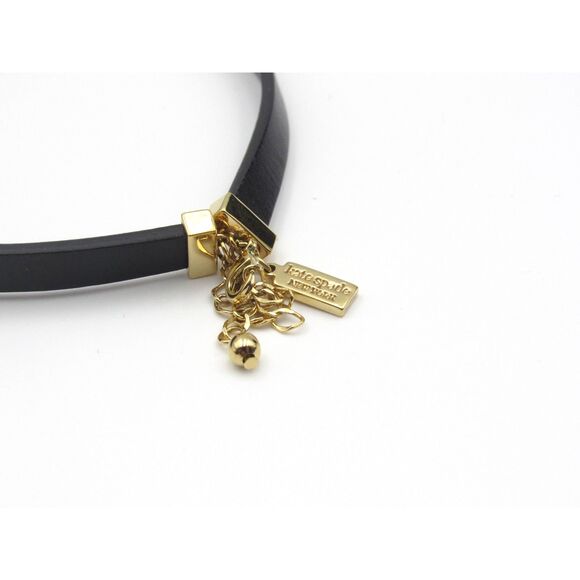 Kate Spade Black leather and Gold J initial necklace - Picture 3 of 4